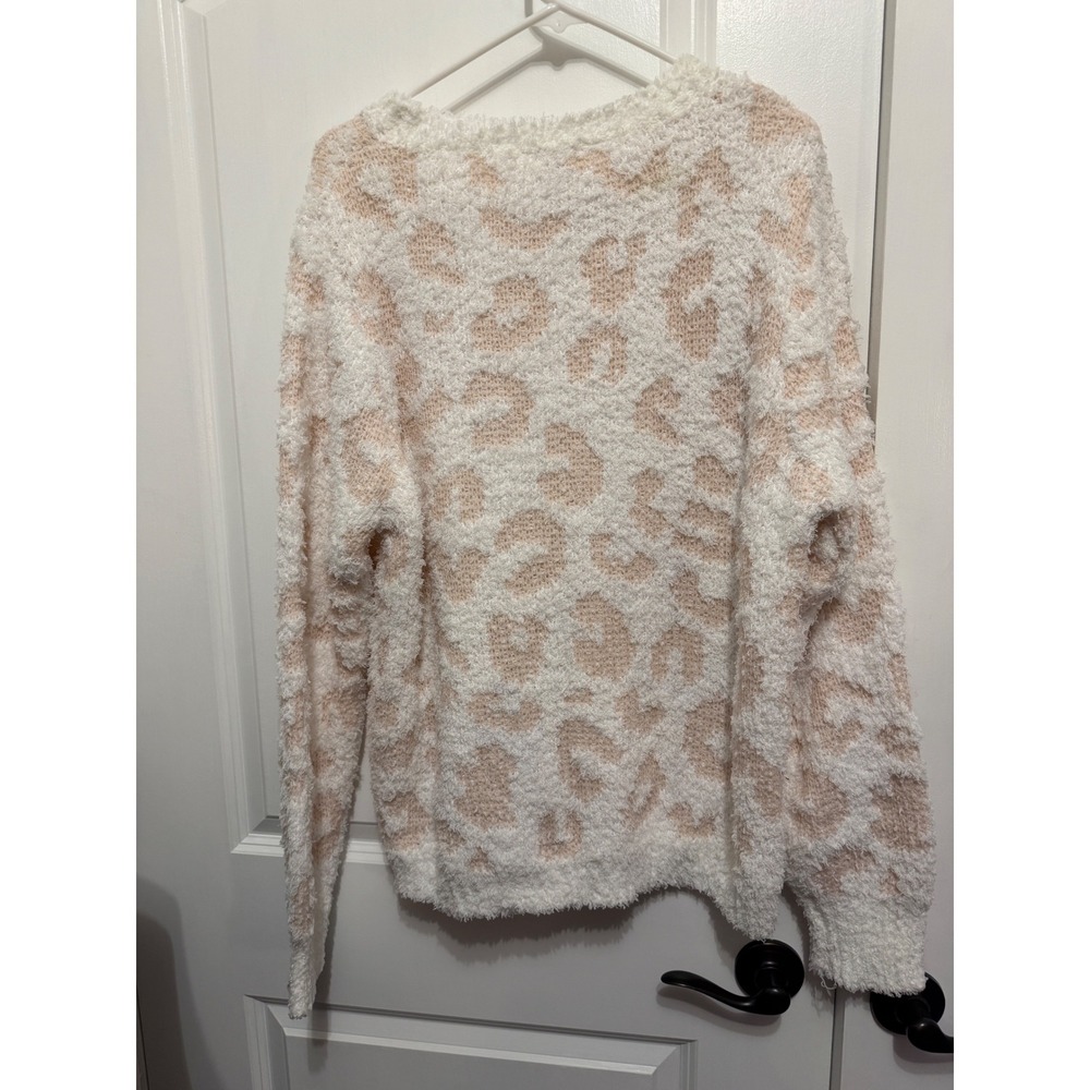 POL Leopard Print Cozy Fuzzy Sweater Long Sleeve Women's Size M - Picture 5 of 7